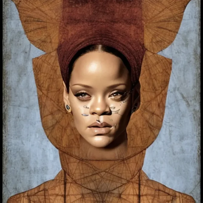 Rihanna in the style of Leonardo da Vinci     23